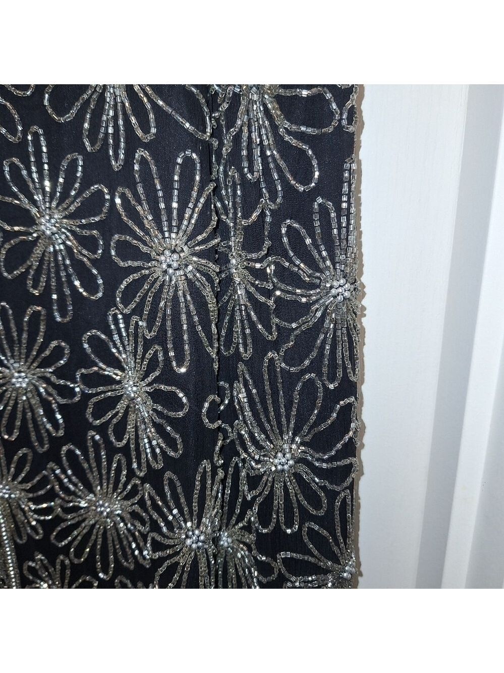 Papell Boutique Black Silver Beaded Blazer Jacket Large - Picture 2 of 8